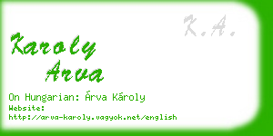 karoly arva business card
