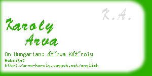 karoly arva business card